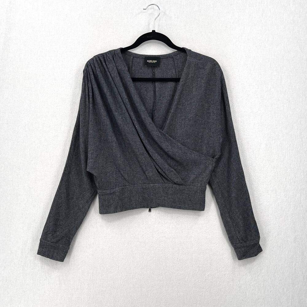 RACHEL COMEY Frances Top Womens 2 Navy Clarion Textured Wrap Long Sleeve Blouse - Picture 4 of 16